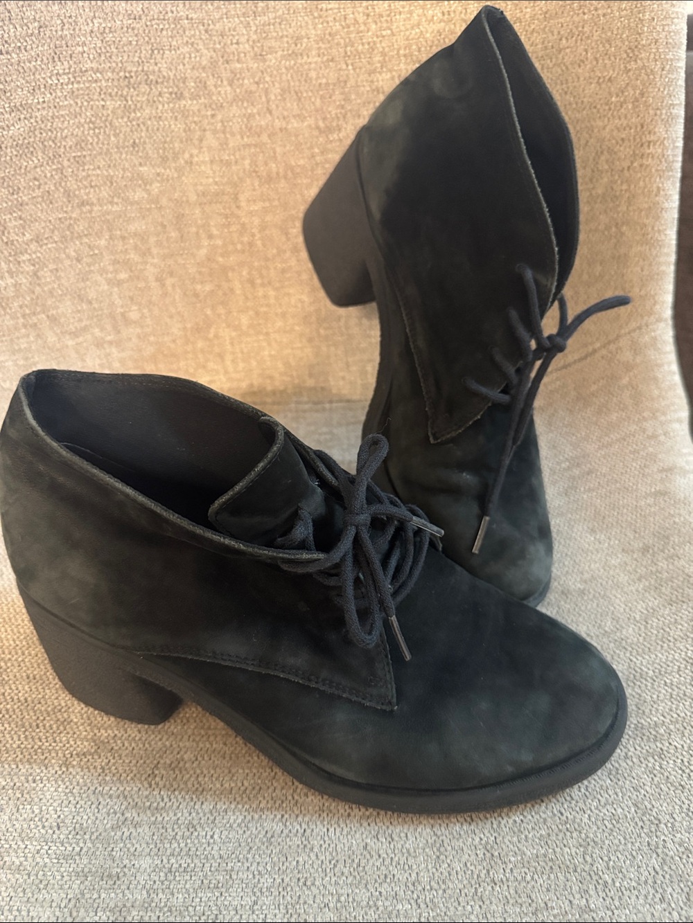 Black Suede Lace-Up Women's Ankle Boot